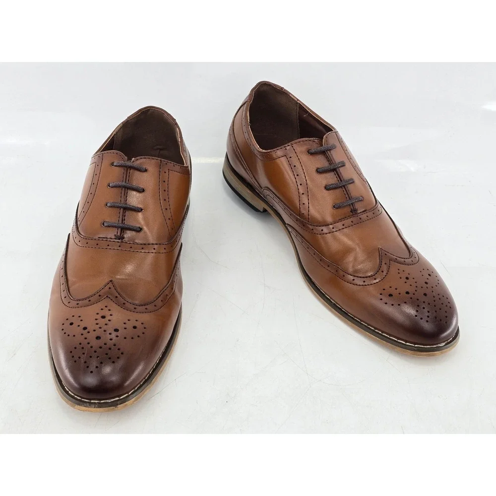 Stacy Adams Wingtip Oxfords Mens 6 Brown Brogue Dress Shoes -Good